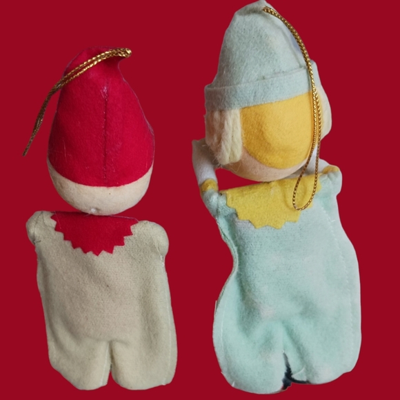 Vtg clowns felt christmas ornaments set of 2 - Picture 6 of 9